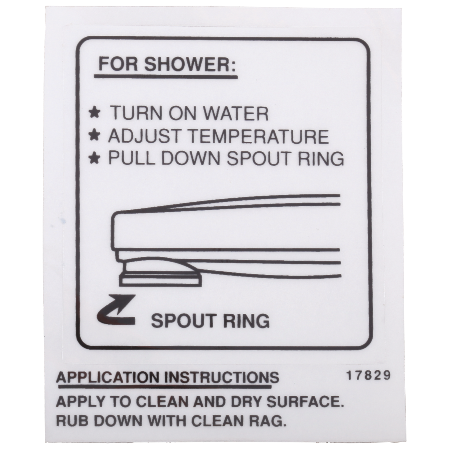 Delta RP17829 Tub Spout Wall Decal for Pull-Down Diverter