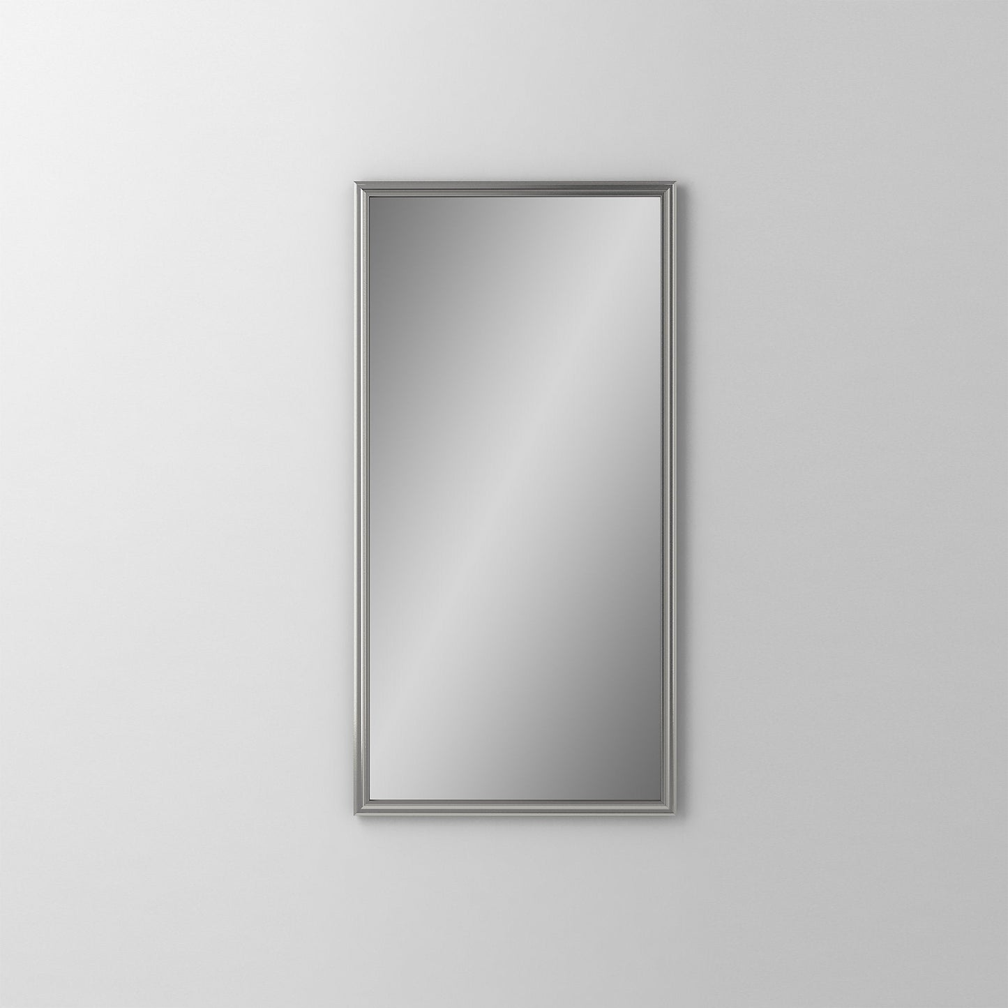 Main Line 19-1/4" x 39-3/8" x 6" rosemont framed cabinet in classic gray interior and satin nickel finish with right hinge and electric option