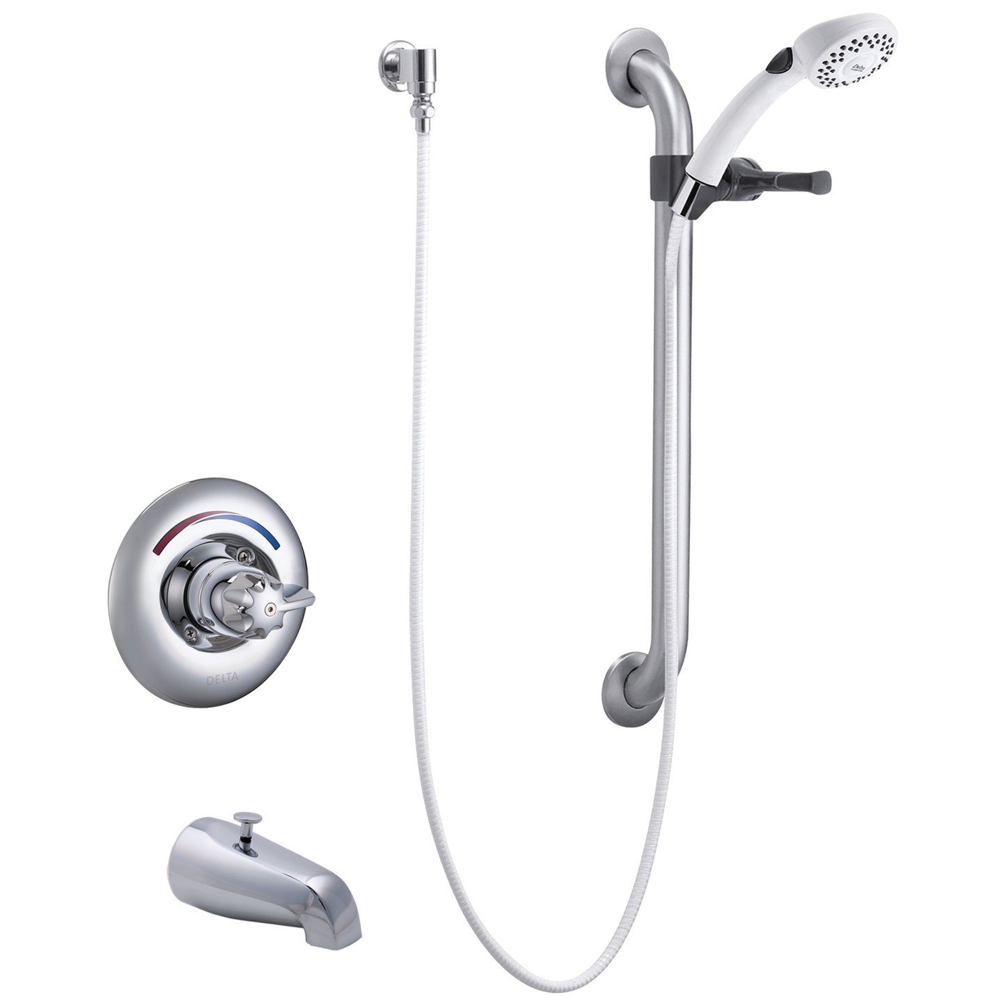 Delta Commercial T13H: Monitor 13 Series Tub Only Trim with Hand Shower and Grab Bar