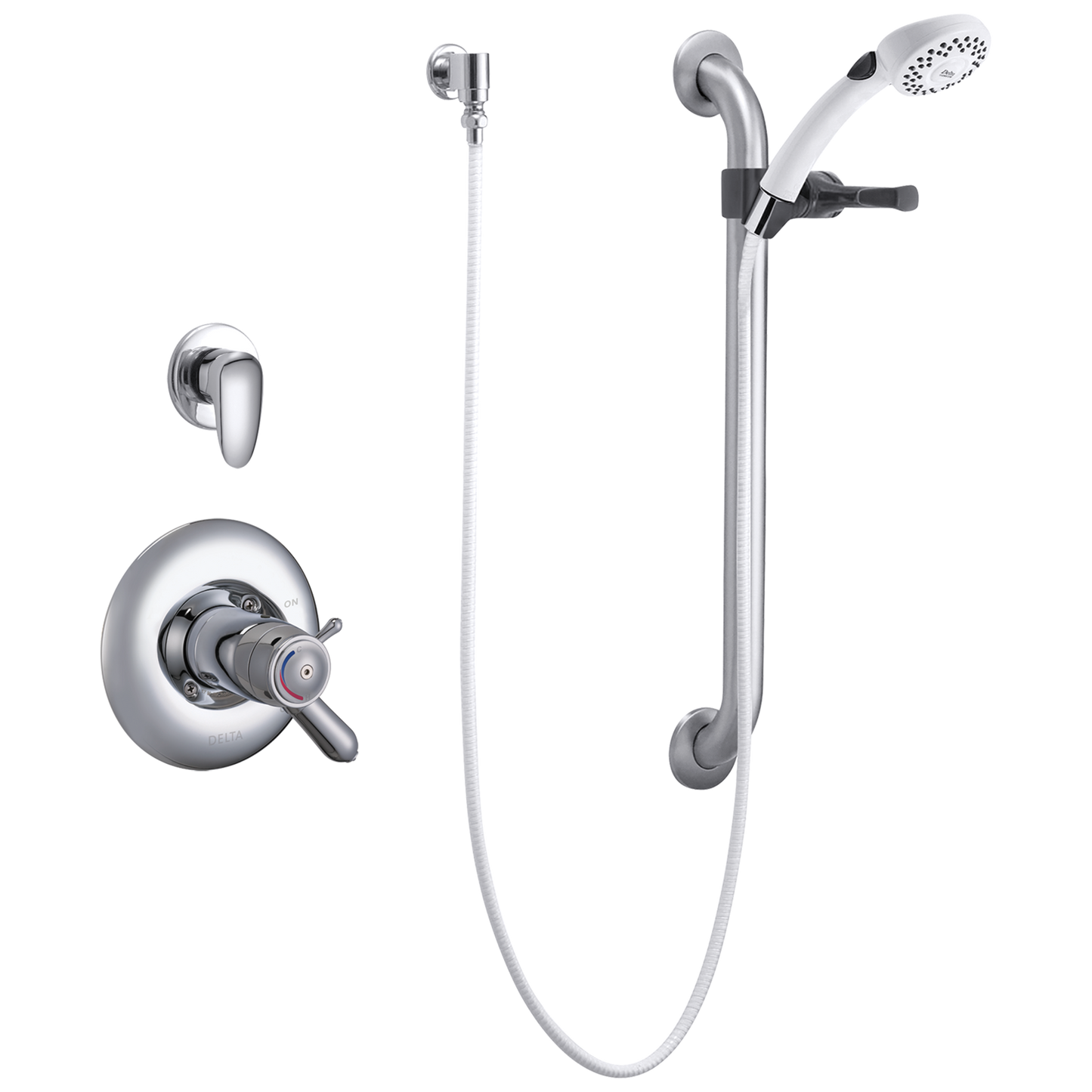 Delta T17TH305 Commercial Universal Dual Shower Trim, Diverter, Hand Shower, and Grab Bar