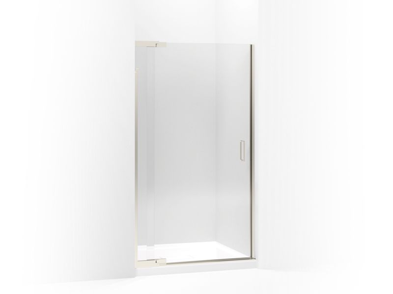 KOHLER 702013-L-BN Purist Pivot Shower Door, 72" H X 39 - 42" W, With 1/4" Thick Crystal Clear Glass in Vibrant Brushed Nickel
