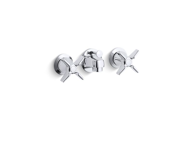 KOHLER 8040-3N-CP Triton 0.5 Gpm Shelf-Back Commercial Bathroom Sink Faucet With Pop-Up Drain And Cross Handles in Polished Chrome