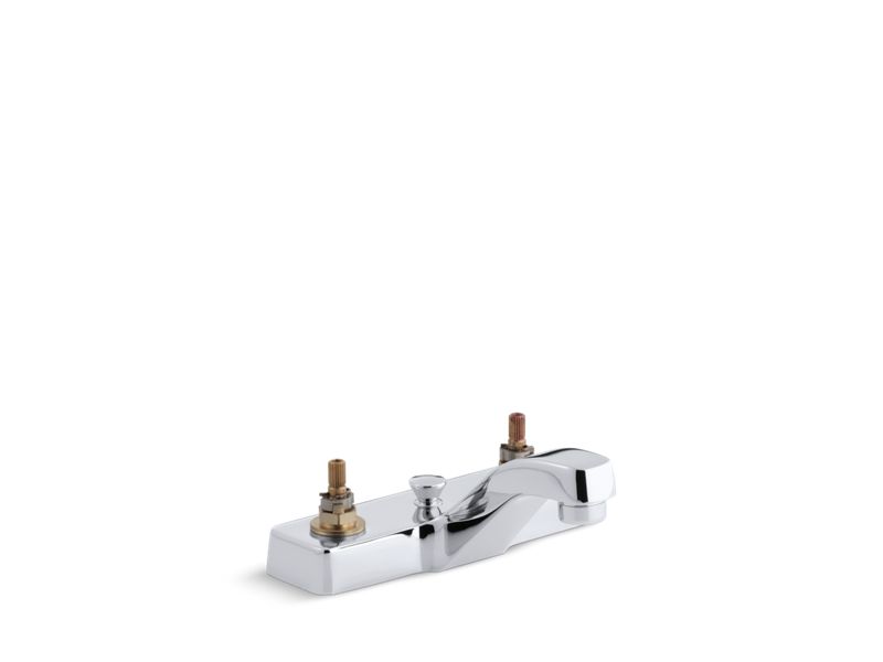 KOHLER 7401-KN-CP Triton 0.5 Gpm Centerset Commercial Bathroom Sink Base Faucet With Pop-Up Drain, Requires Handles in Polished Chrome
