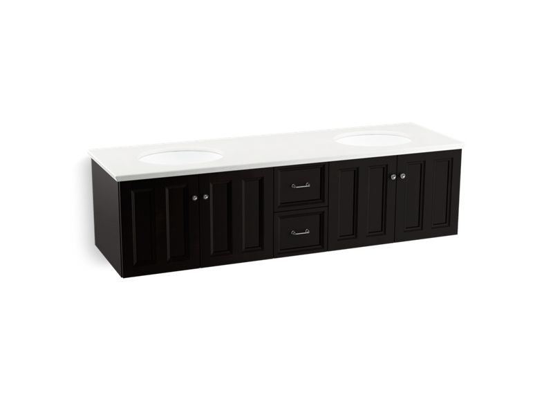 KOHLER K-99525-1WU Damask 72" wall-hung bathroom vanity cabinet with 4 doors and 2 drawers