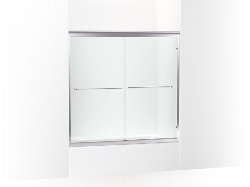 KOHLER K-702200-6G54 Fluence 54-5/8 - 59-5/8" W x 58" H sliding bath door with 1/4" thick Falling Lines glass
