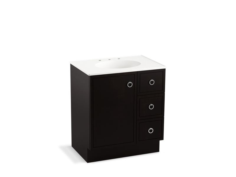 KOHLER K-99504-TKR-1WU Jacquard 30" bathroom vanity cabinet with toe kick, 1 door and 3 drawers on right