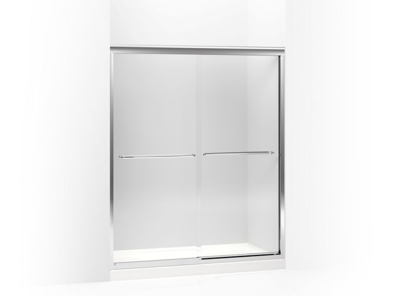 KOHLER 702207-L-SHP Fluence Sliding Shower Door, 70-5/16" H X 56-5/8 - 59-5/8" W, With 3/8" Thick Crystal Clear Glass in Bright Polished Silver