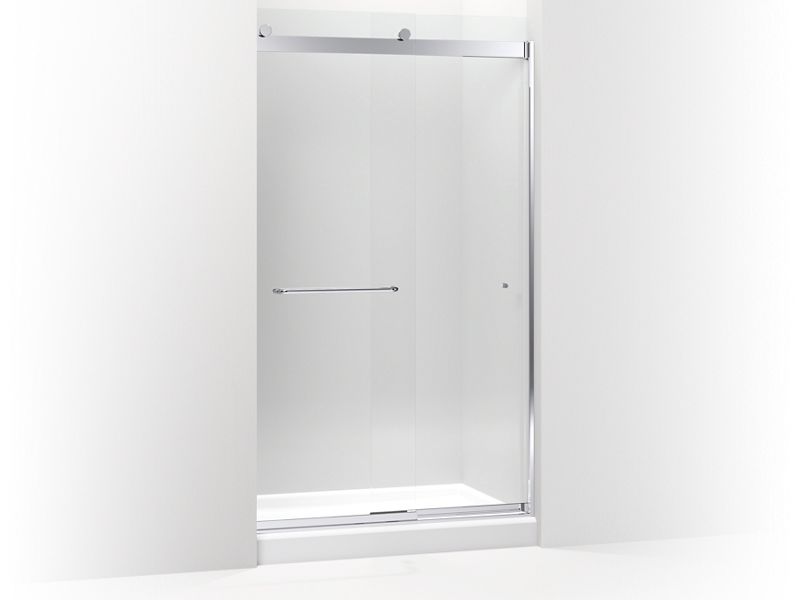 KOHLER K-706169-L-SHP Levity sliding shower door, 82" H x 44-5/8 - 47-5/8" W, with 5/16" thick Crystal Clear glass and towel bars