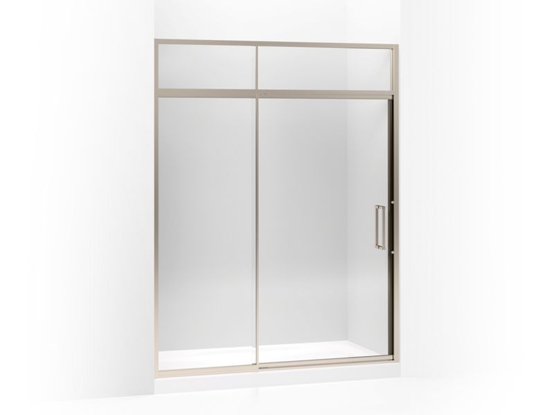 KOHLER 705825-L-ABV Lattis Pivot Shower Door With Sliding Steam Transom, 89-1/2" H X 57 - 60" W, With 3/8" Thick Crystal Clear Glass in Anodized Brushed Bronze