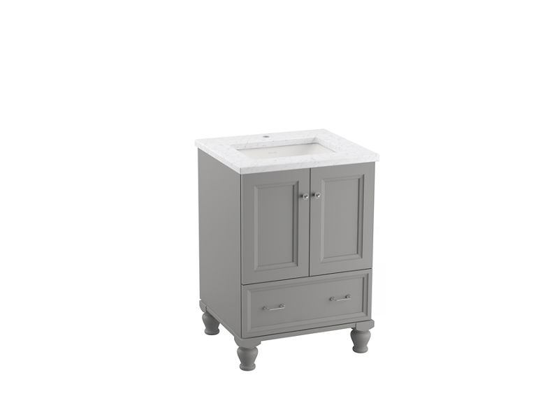 KOHLER K-CM99514-BD1 Damask 24" bathroom vanity cabinet with sink and quartz top