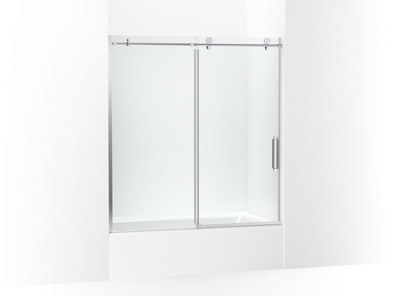 KOHLER K-707626-8L Cursiva Sliding bath door, 62" H x 56-1/8 - 59-7/8" W, with 5/16" thick Crystal Clear glass