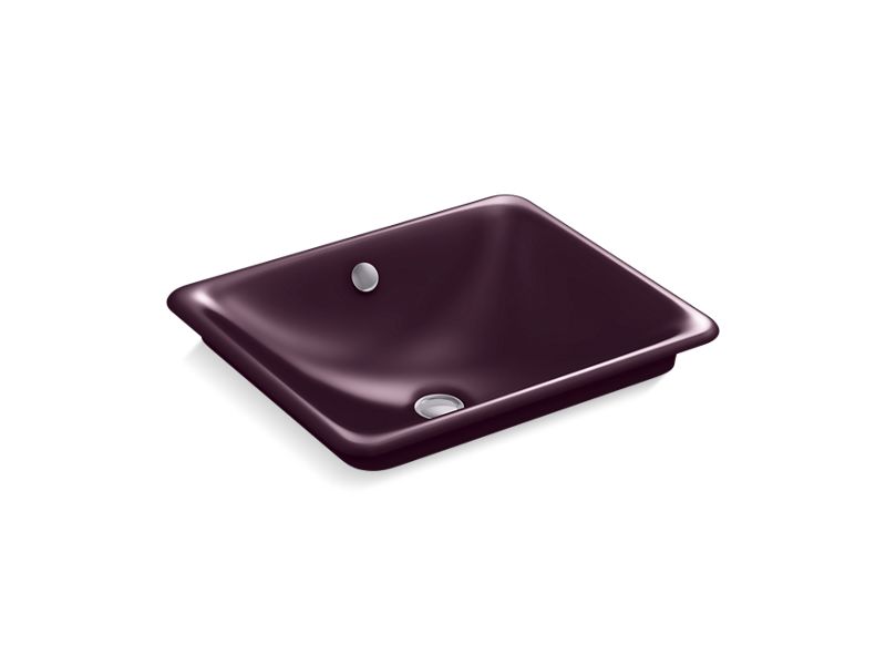 KOHLER 5400-PL-PLM Iron Plains Rectangle Wading Pool Bathroom Sink With Black Plum Painted Underside in Black Plum