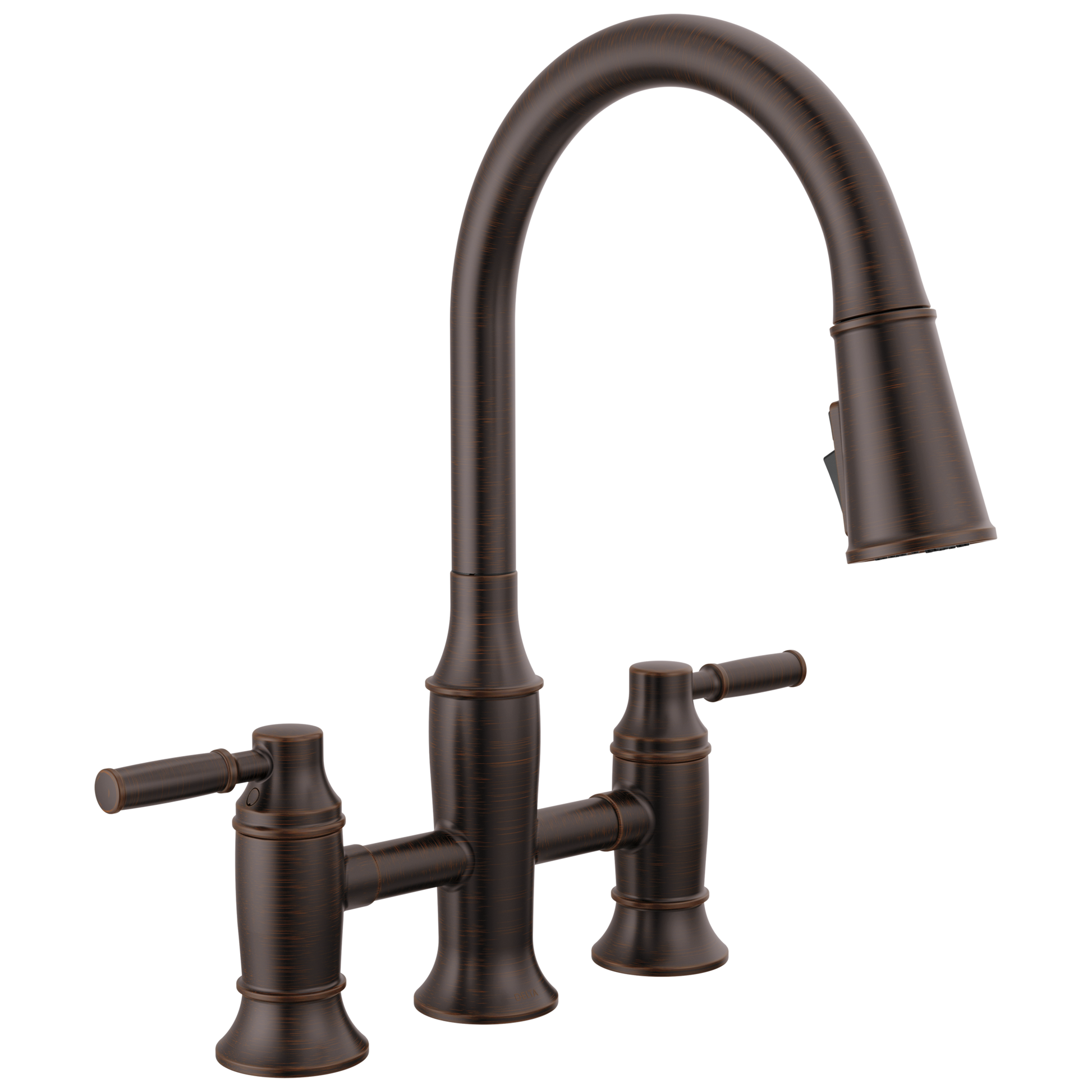 Delta Renaldi 2384L Two Handle Pull-Down Bridge Kitchen Faucet - Venetian Bronze