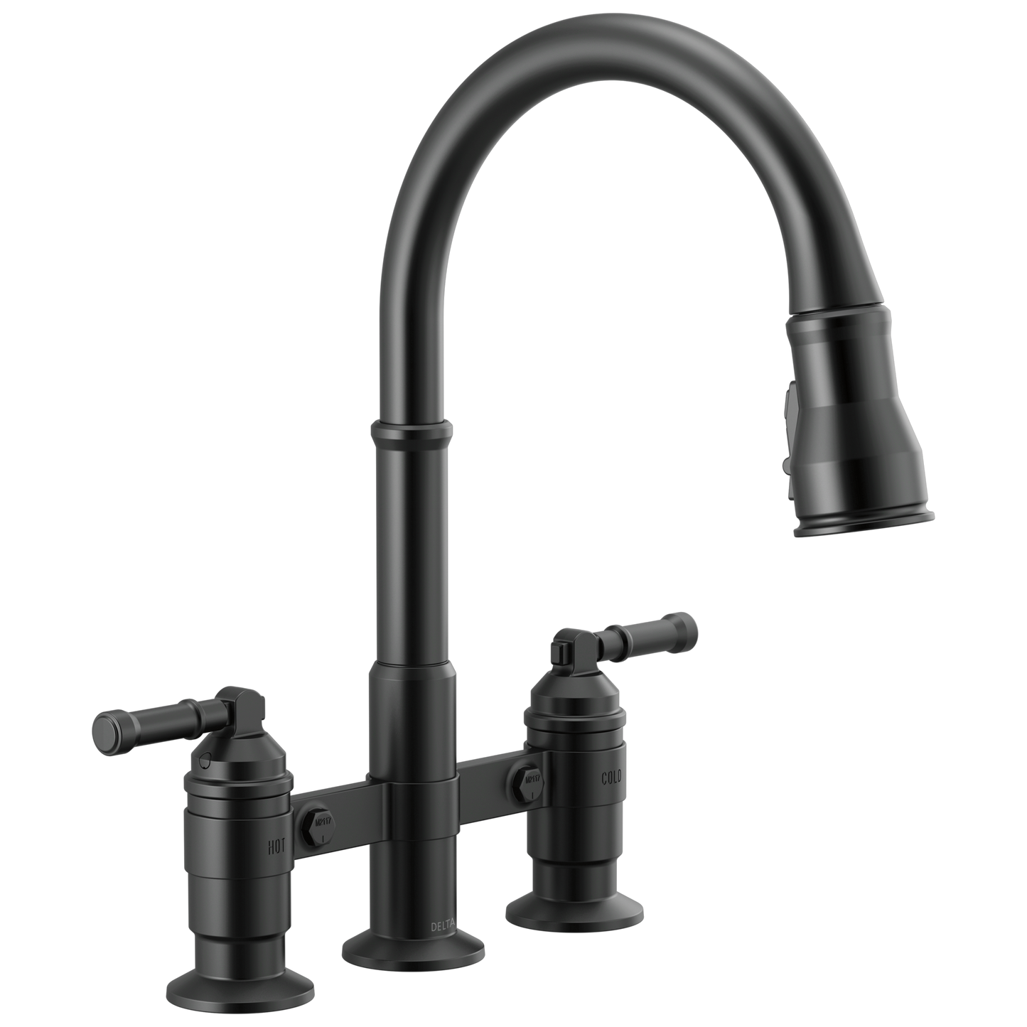 Two Handle Pull-Down Bridge Kitchen Faucet