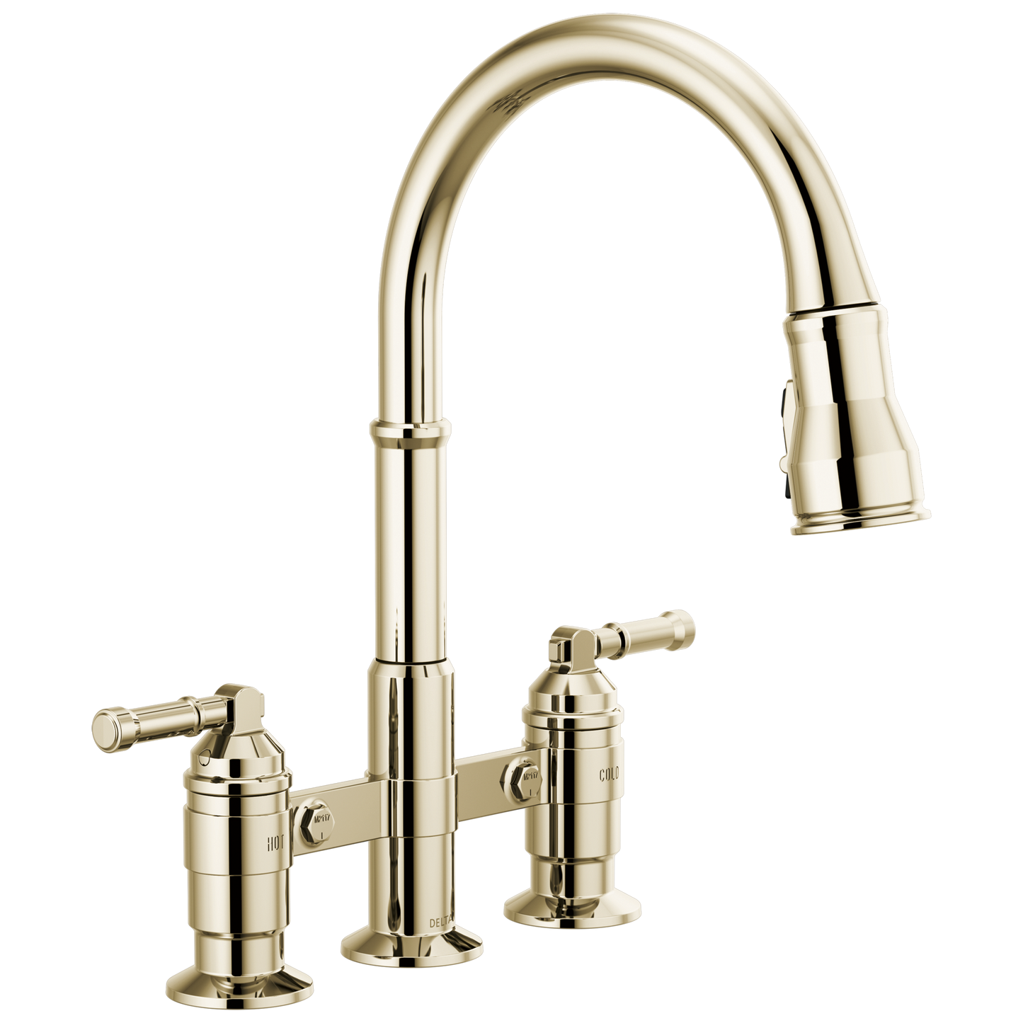 Two Handle Pull-Down Bridge Kitchen Faucet