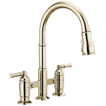 Two Handle Pull-Down Bridge Kitchen Faucet