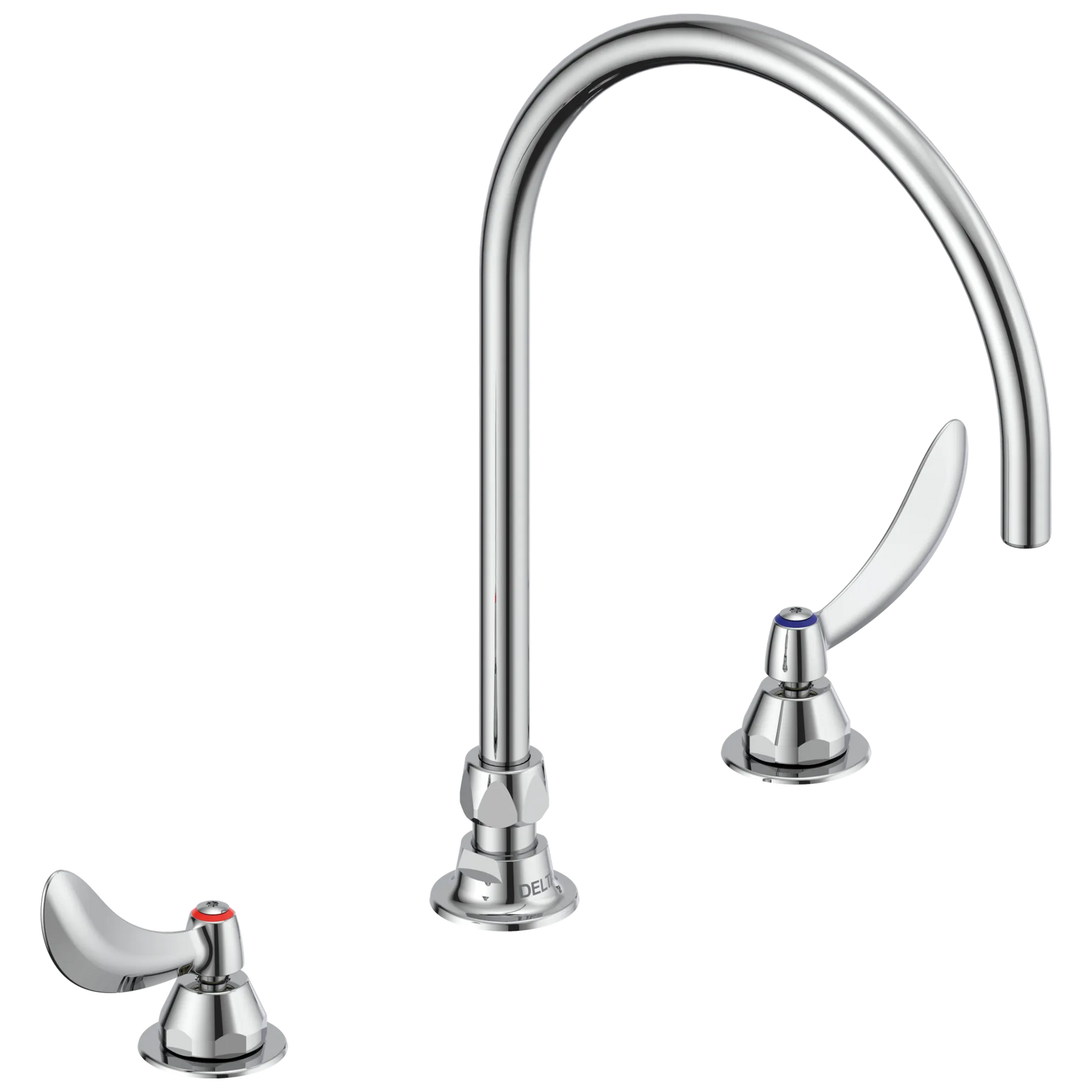 Commercial 23C6 23C674 Two Handle Widespread Bathroom Faucet with Gooseneck Spout - Less Pop-Up - Chrome