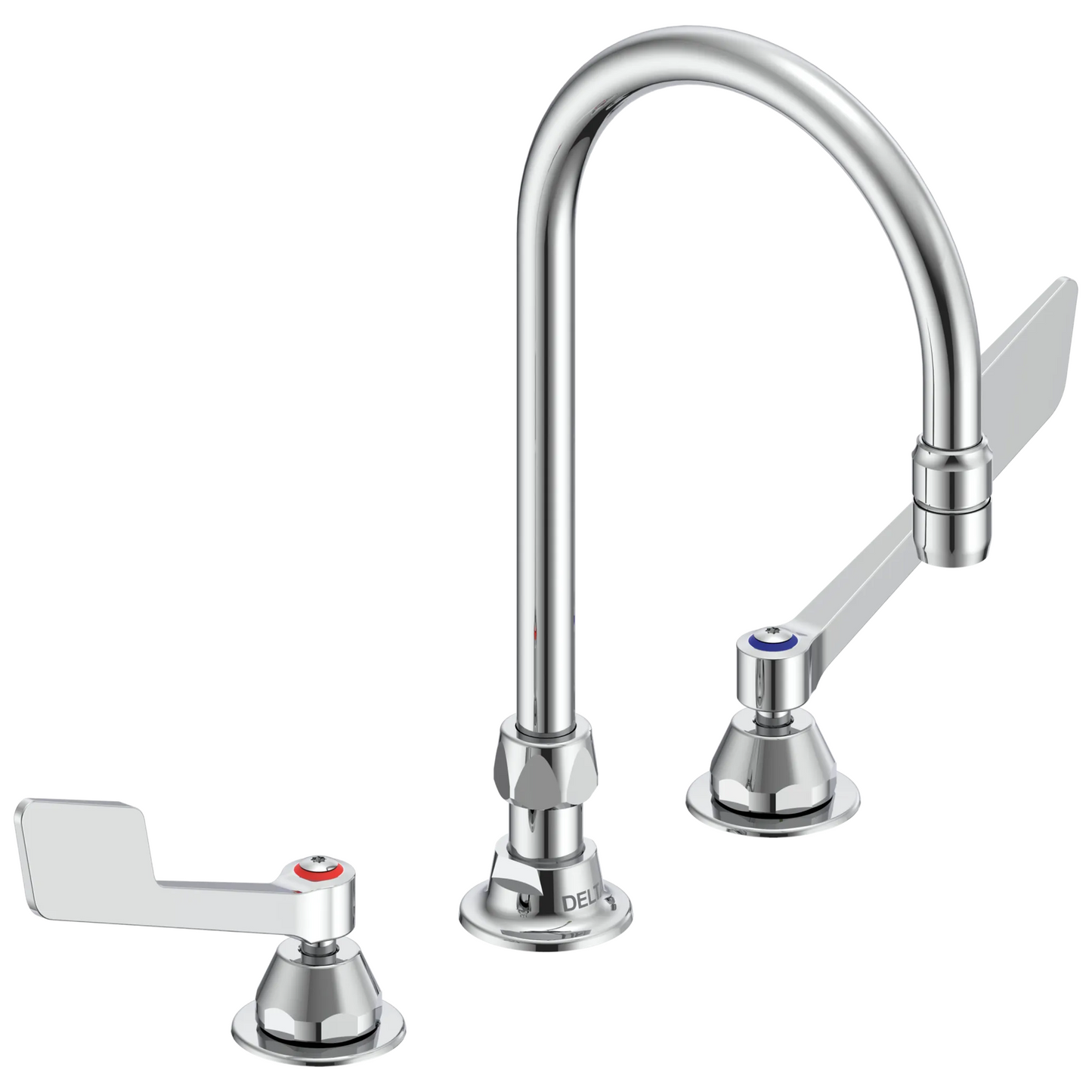 Commercial 27T2 27T2945 Two Handle 8 In Below Deck-Mount Faucet and Gooseneck Spout - Chrome