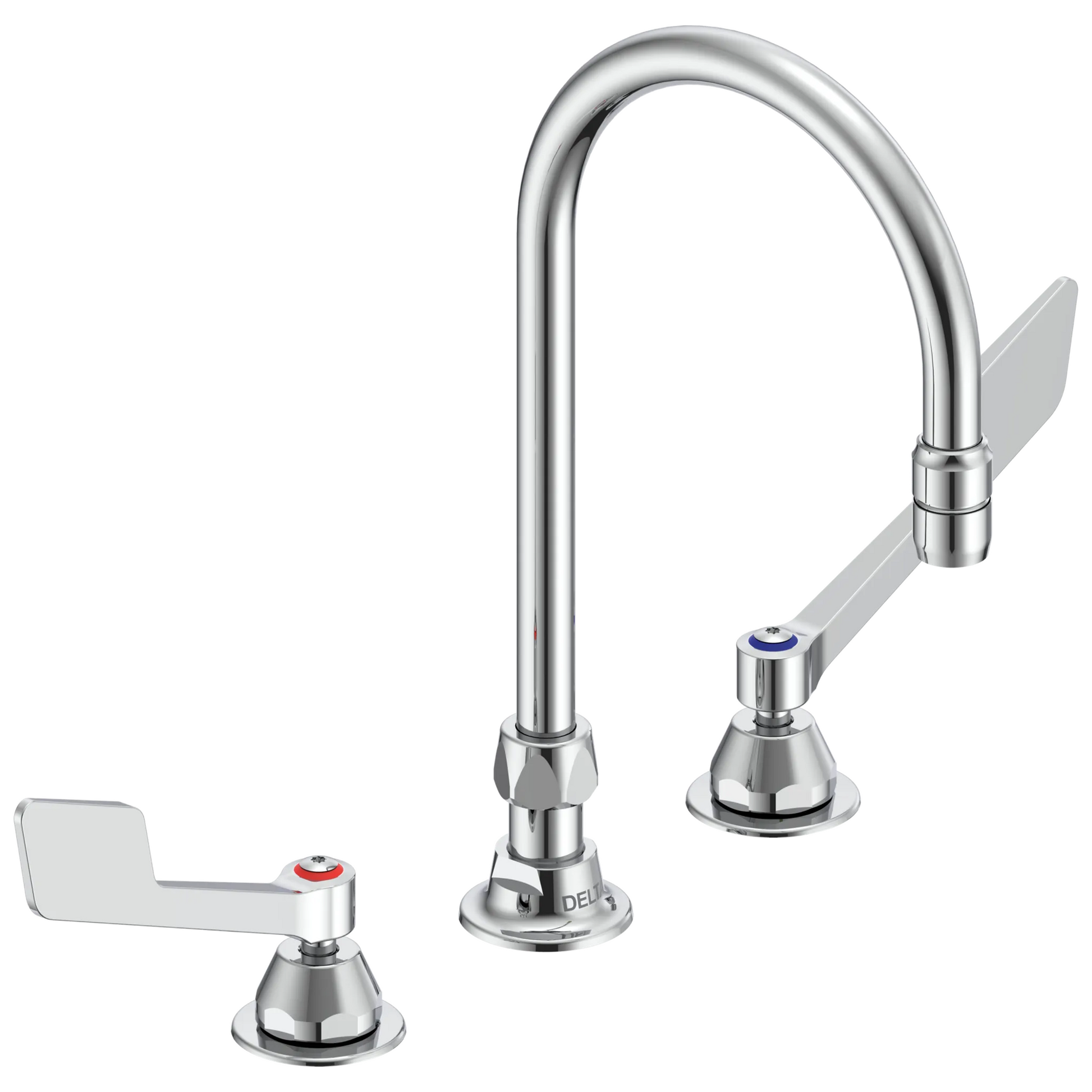 Commercial 27T2 27T2945 Two Handle 8 In Below Deck-Mount Faucet and Gooseneck Spout - Chrome