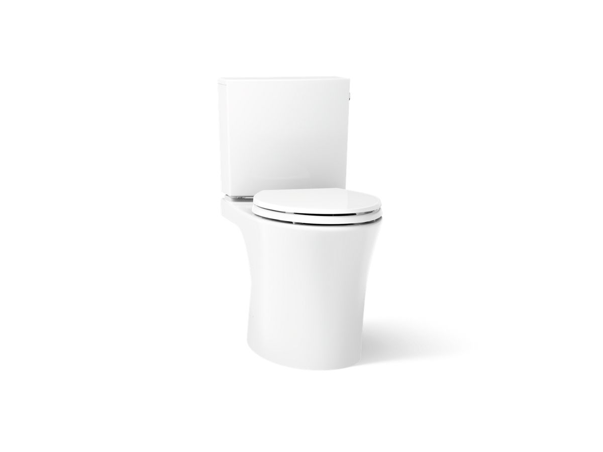 KOHLER K-28161-RA Veil Two-piece Elongated Toilet with Skirted Trapway, 1.28 GPF - angled product view