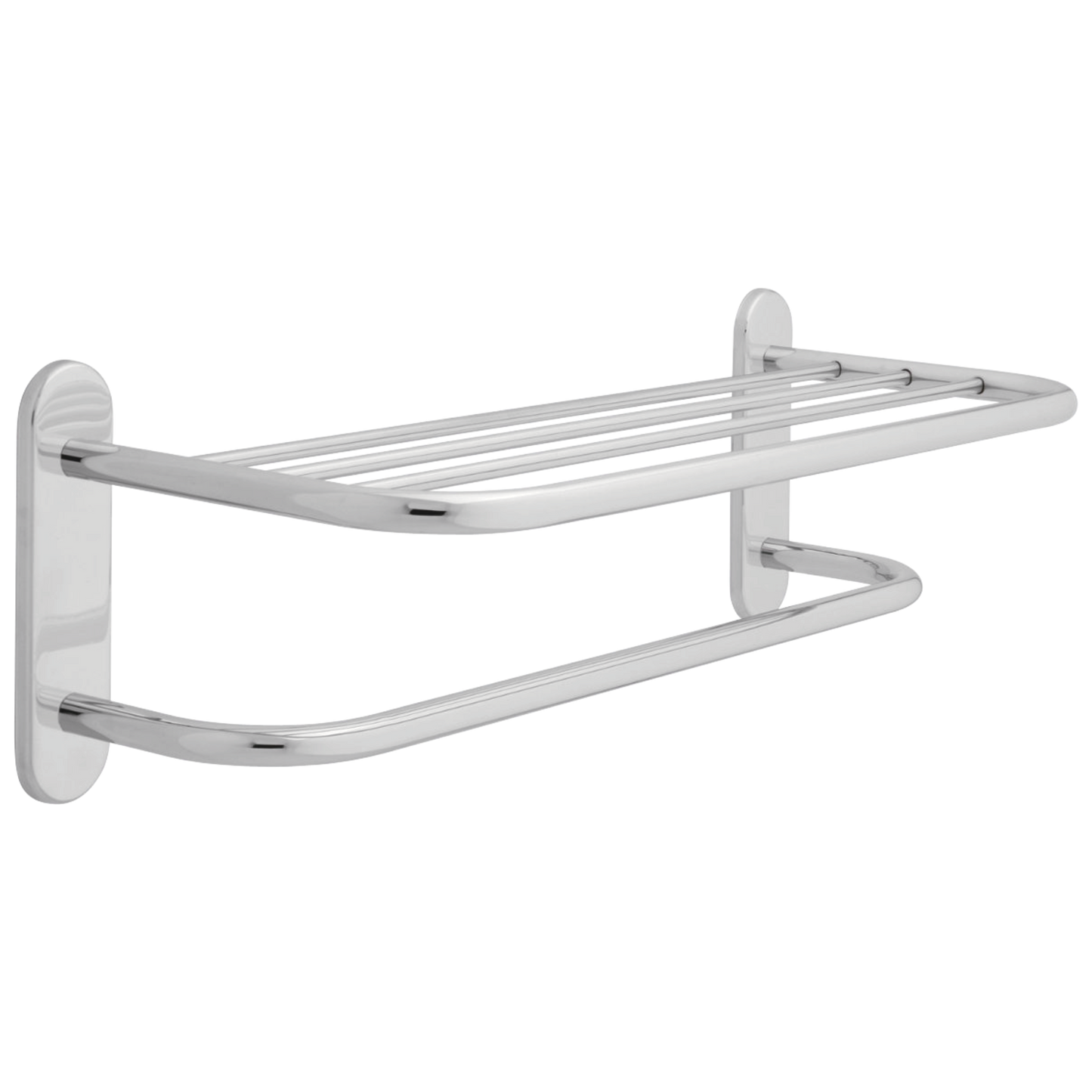 Delta: 24" Brass Towel Shelf with One Bar, Concealed Mounting Polished Chrome