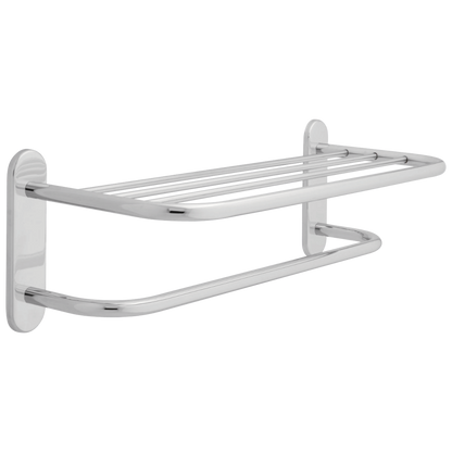 Delta: 24" Brass Towel Shelf with One Bar, Concealed Mounting Polished Chrome