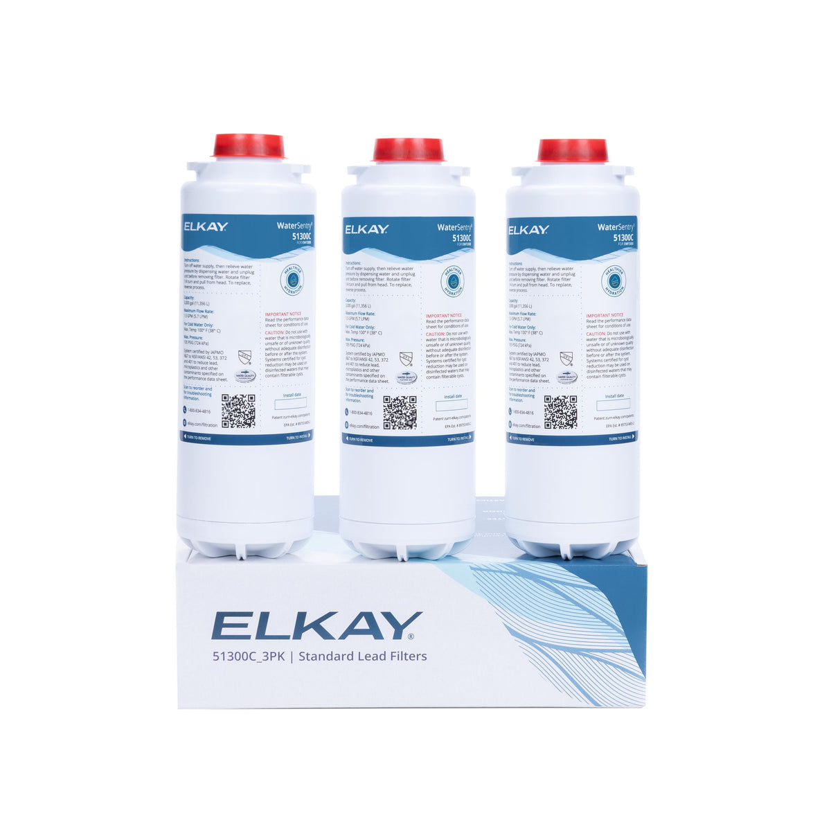 Elkay WaterSentry Lead + Microplastics NSF/ANSI Certified Filter (3-Pack) (Bottle Fillers)