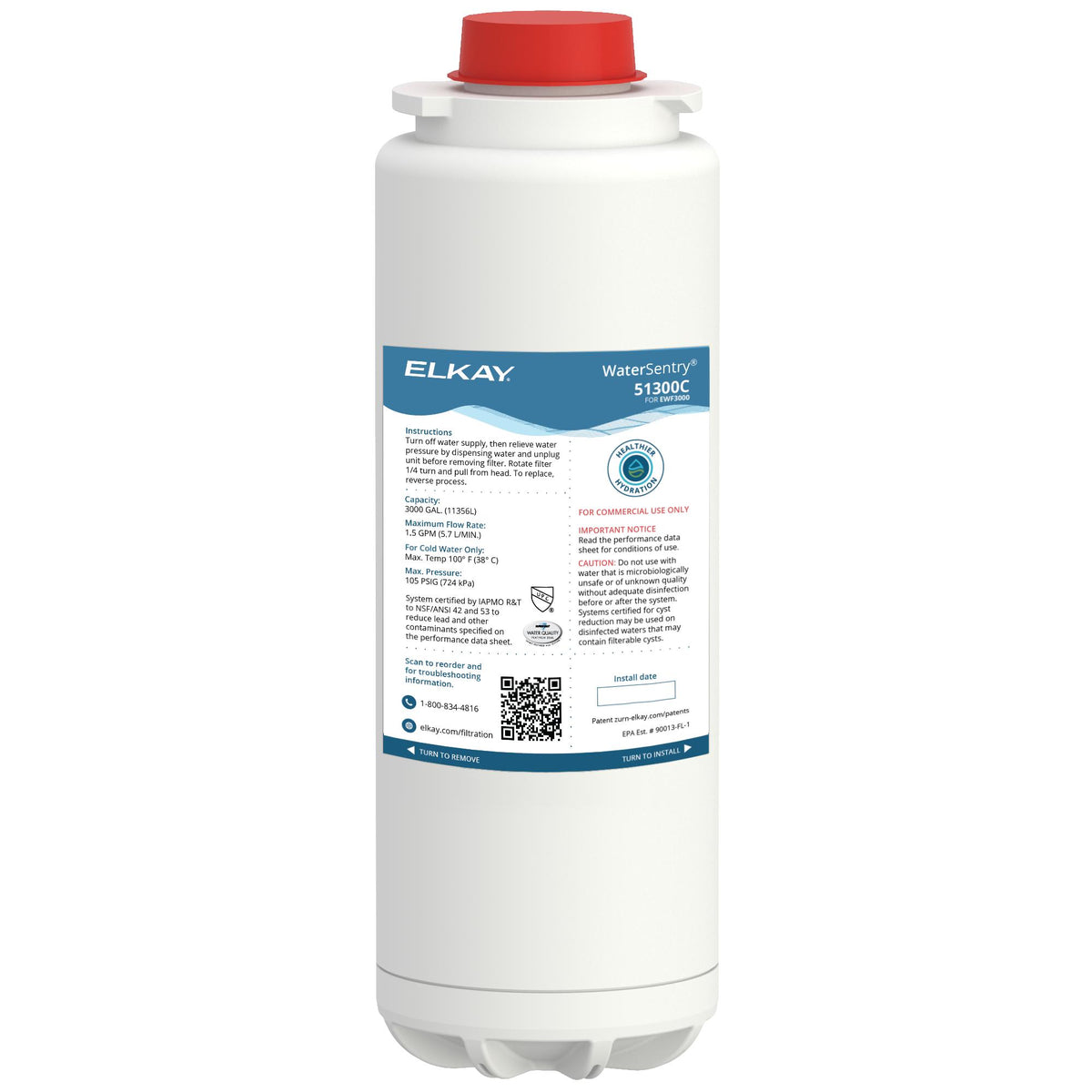 Elkay WaterSentry Lead + Microplastics NSF/ANSI Certified Filter (12-Pack) (Bottle Fillers)