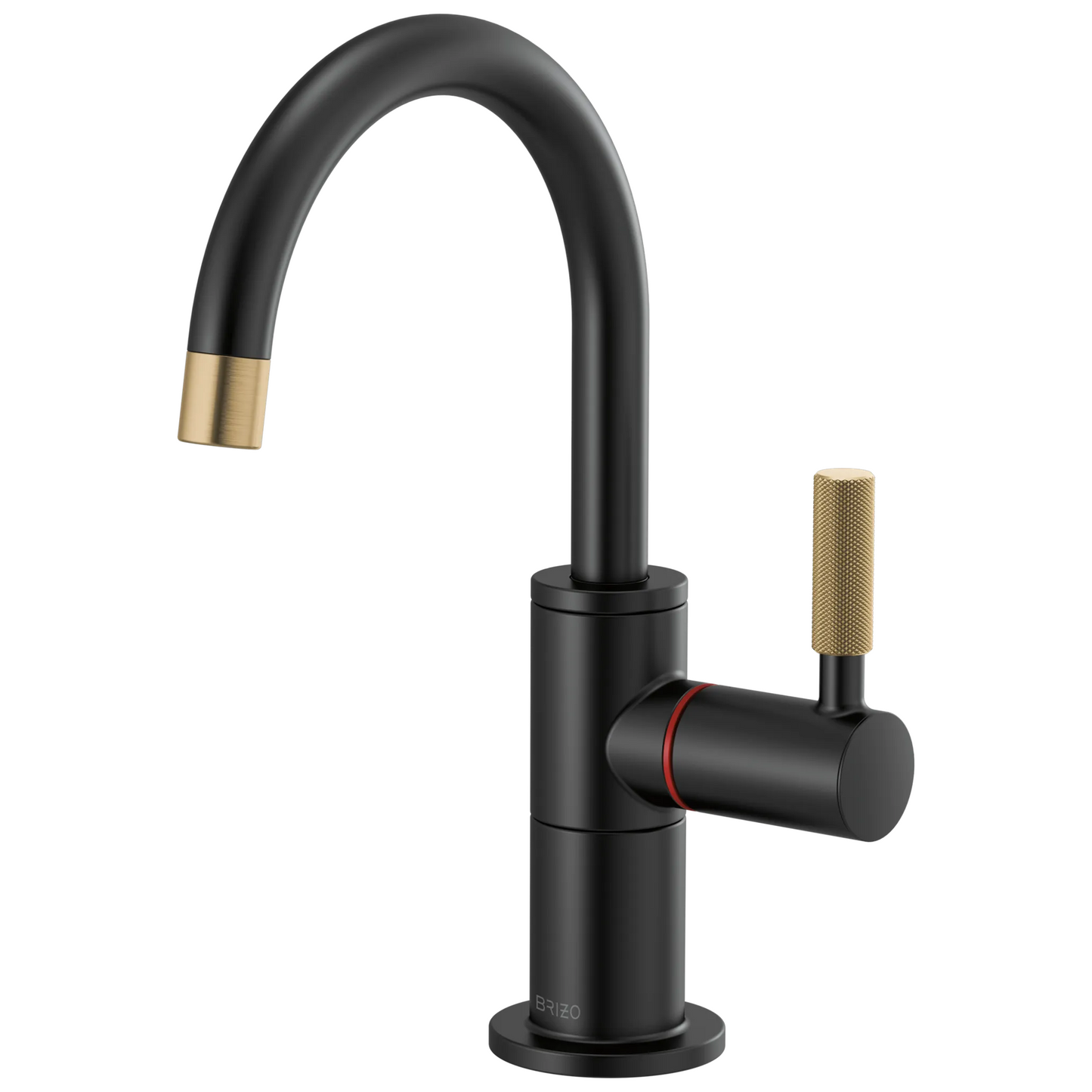 Brizo Litze 61343LF Instant Hot Faucet with Arc Spout and Knurled Handle - Matte Black/Luxe Gold
