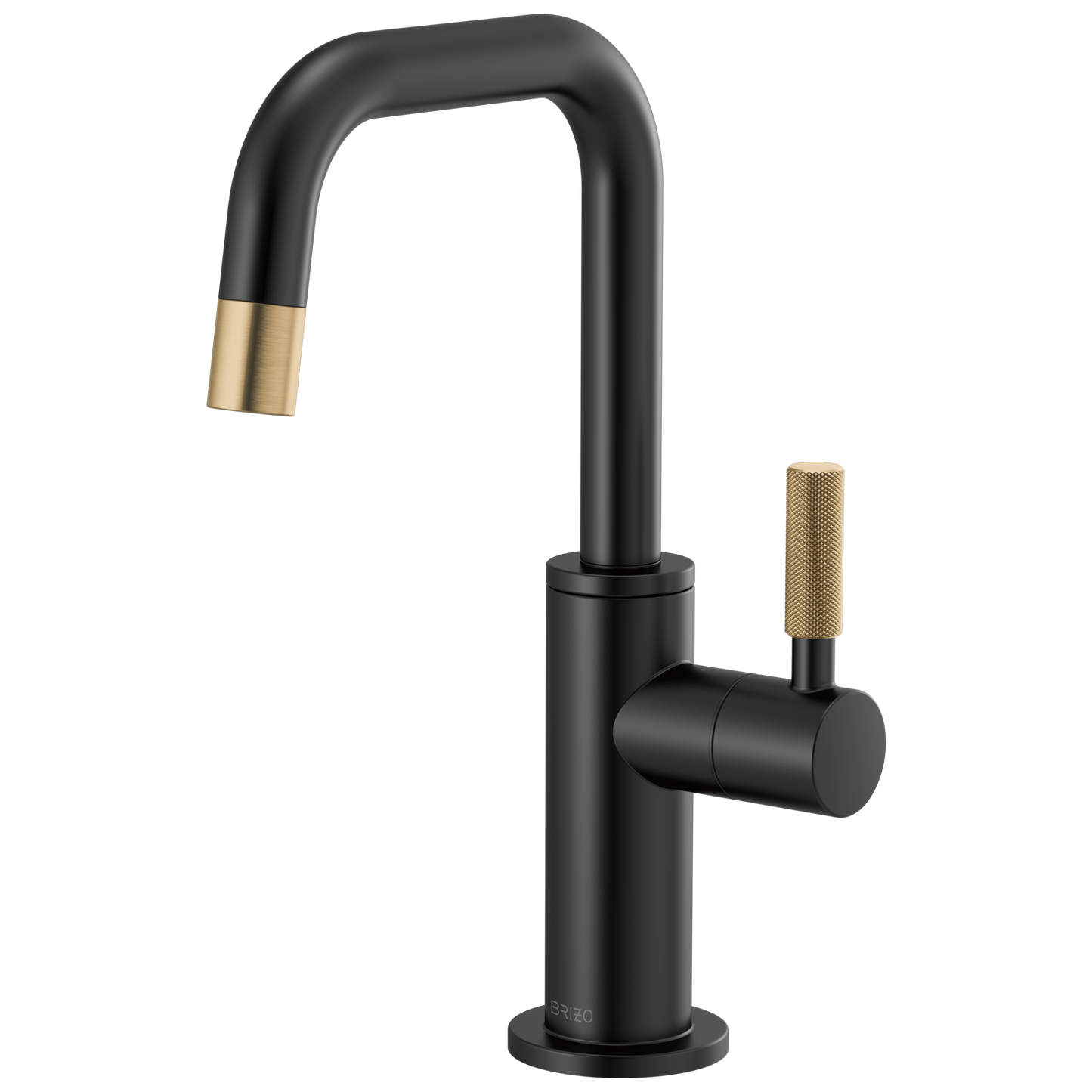 Brizo Litze 61353LF-C Beverage Faucet with Square Spout and Knurled Handle - Matte Black/Luxe Gold