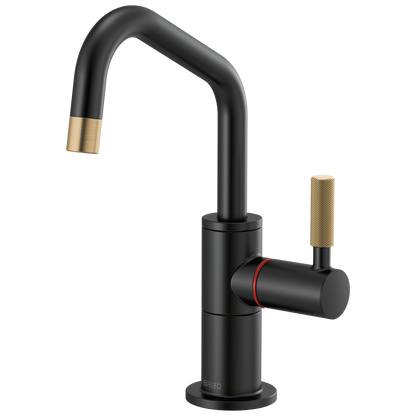 Instant Hot Faucet with Angled Spout and Knurled Handle