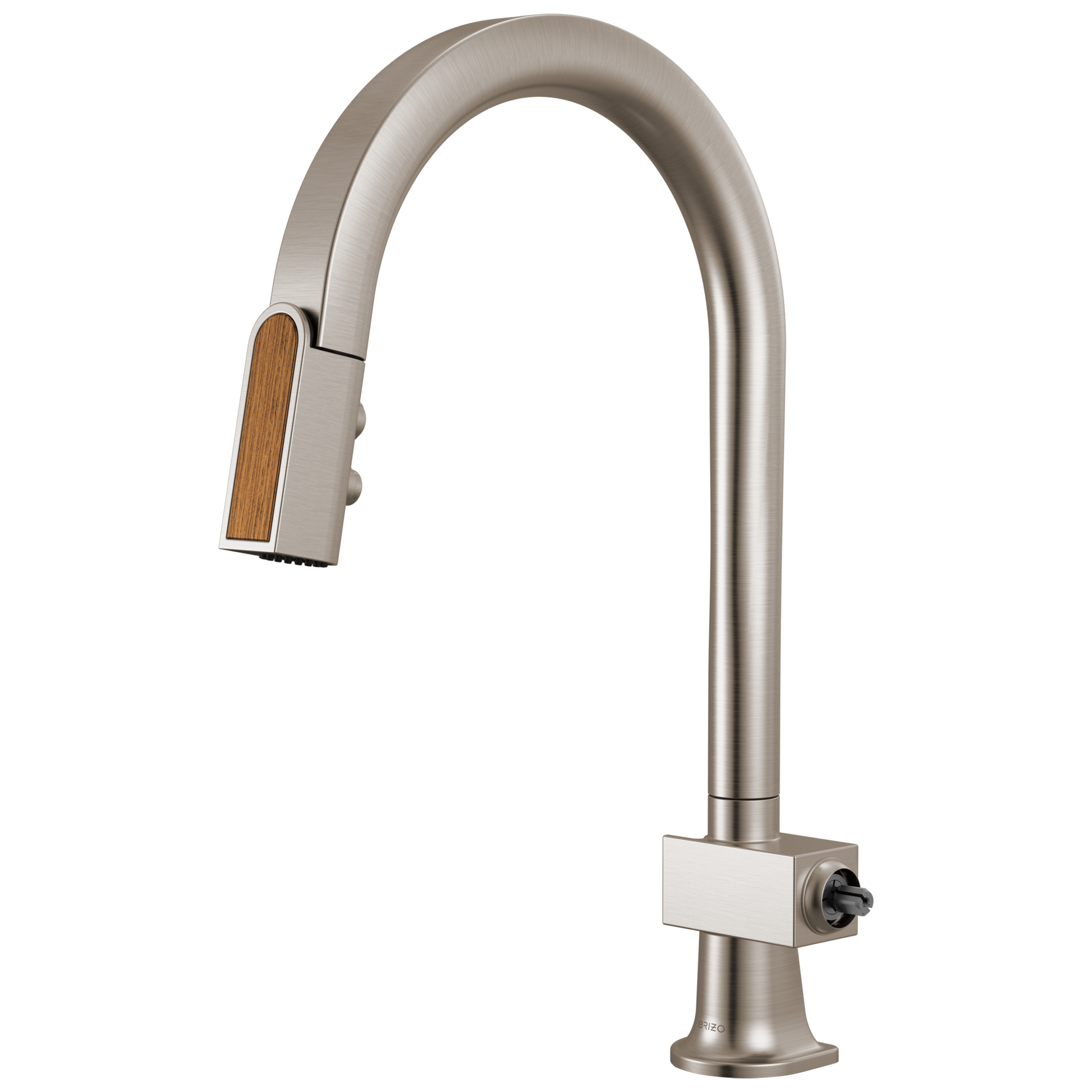 Brizo Frank Lloyd Wright 63022LF Pull-Down Kitchen Faucet with Arc Spout and Wood Wand - Less Handle - Stainless / Wood