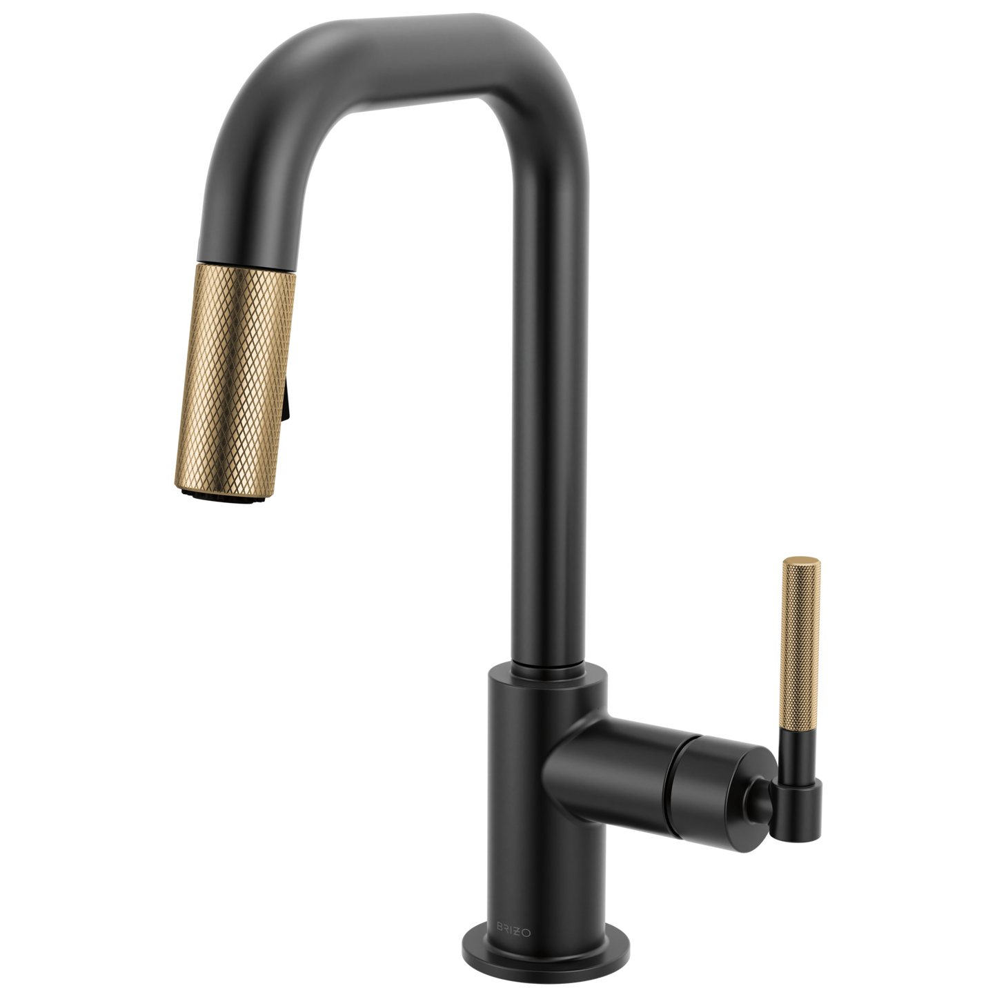 Brizo Litze 63953LF Pull-Down Prep Faucet with Square Spout - Knurled Handle - Matte Black/Luxe Gold