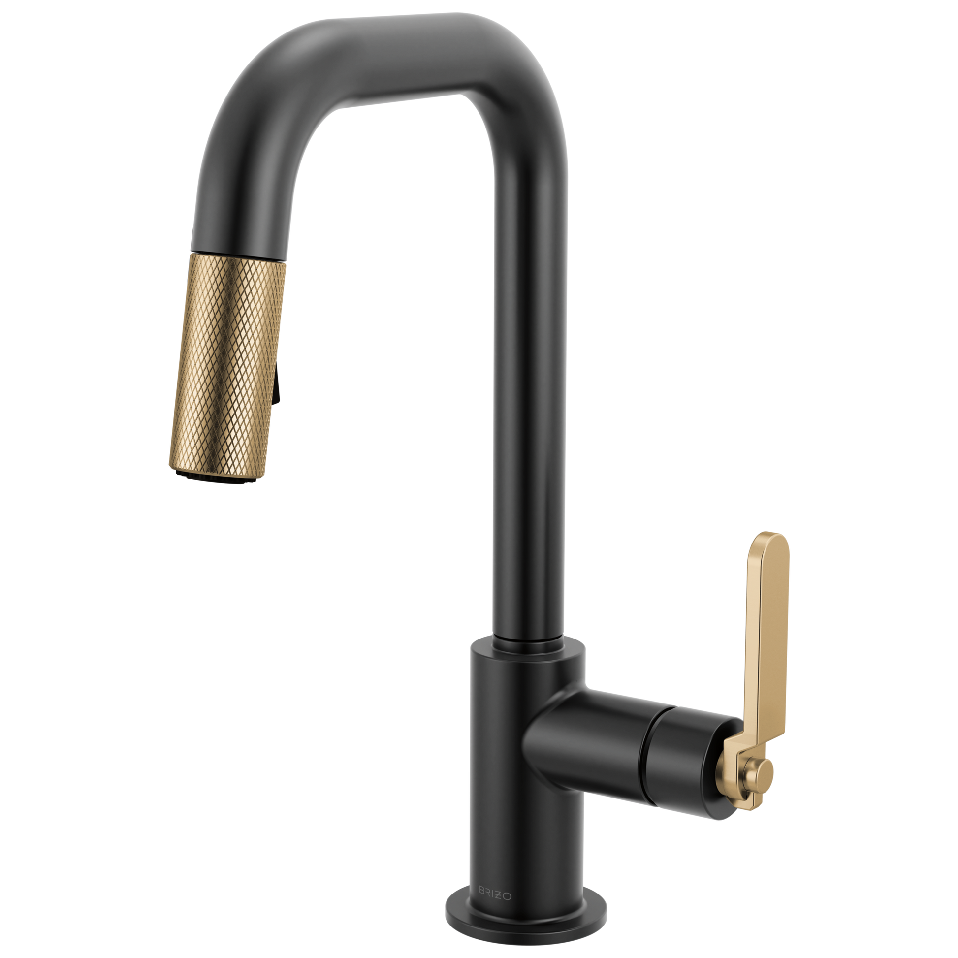 Brizo Litze 63954LF Pull-Down Prep Faucet with Square Spout - Industrial Handle - Matte Black/Luxe Gold
