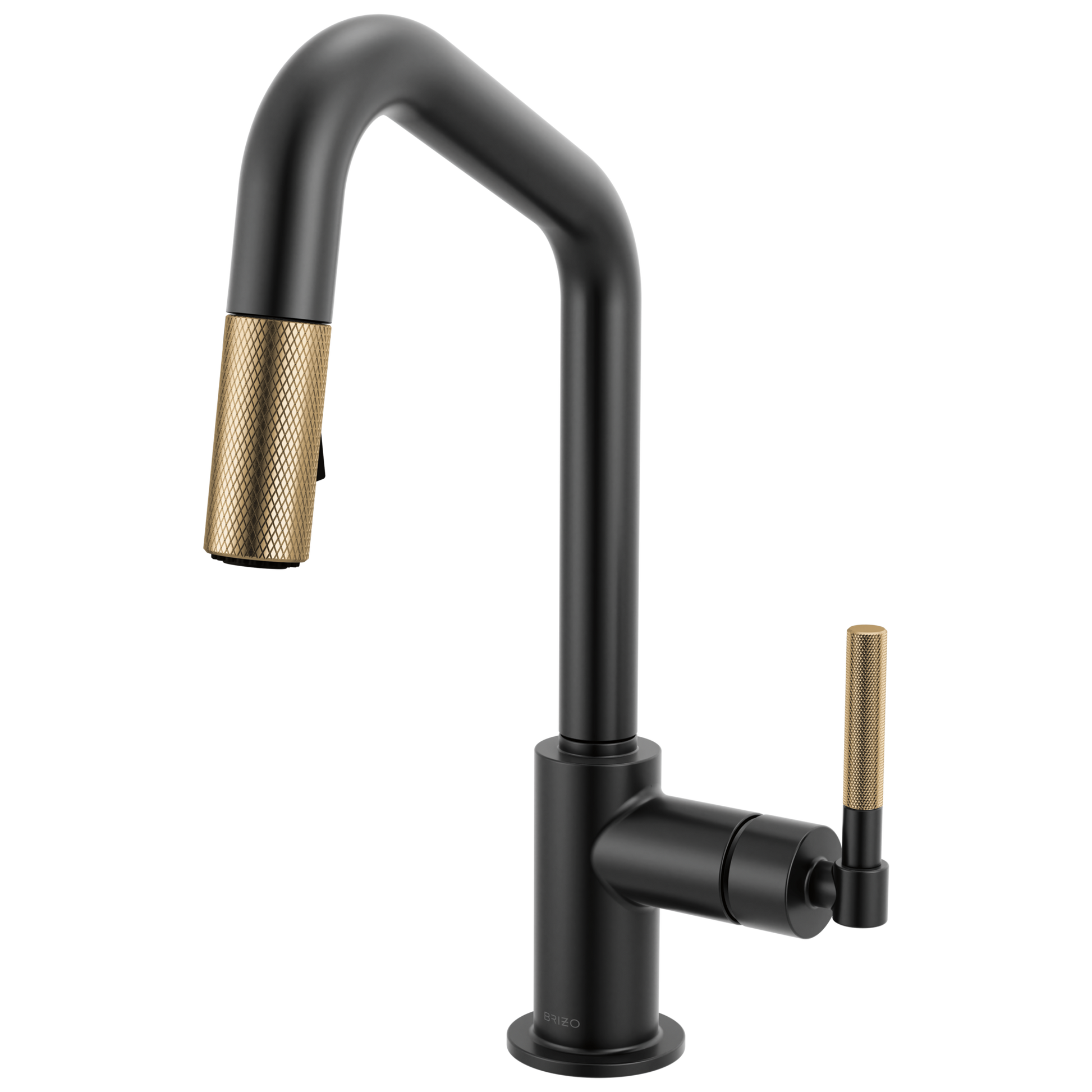 Brizo Litze 63963LF Pull-Down Prep Faucet with Angle Spout - Knurled Handle - Matte Black/Luxe Gold