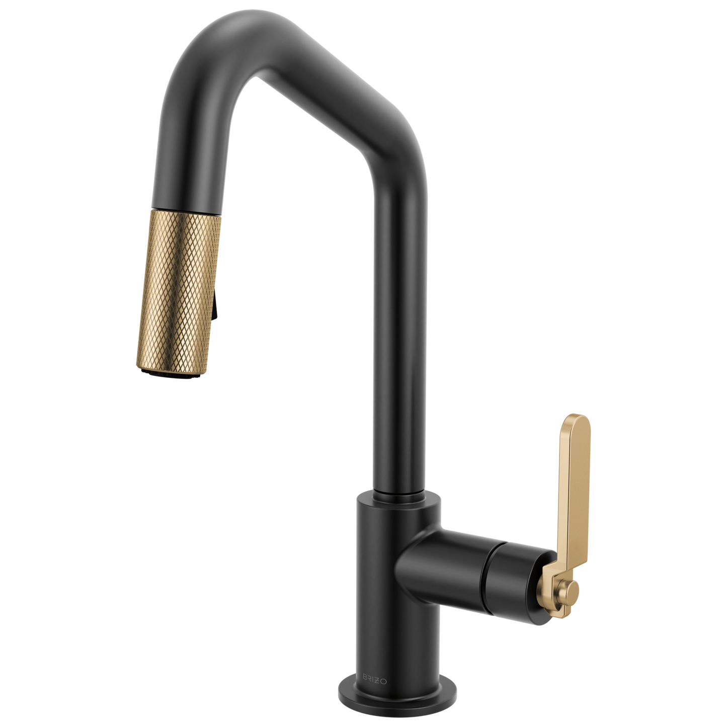 Brizo Litze 63964LF Pull-Down Prep Faucet with Angle Spout - Industrial Handle - Matte Black/Luxe Gold