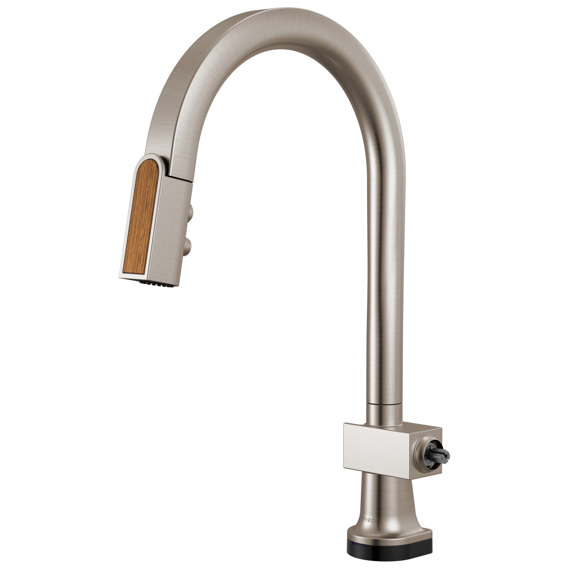 Brizo Frank Lloyd Wright 64022LF SmartTouch Pull-Down Kitchen Faucet with Arc Spout and Wood Wand - Less Handle - Stainless / Wood