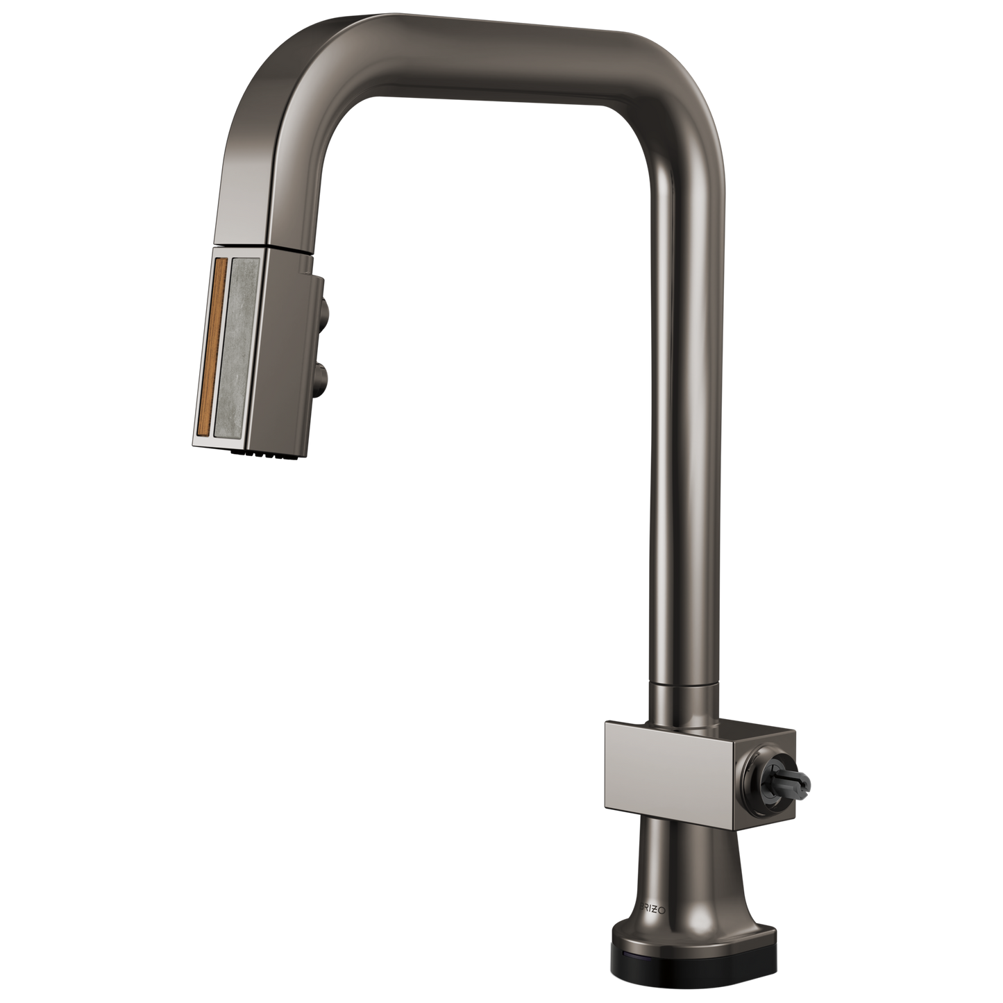 Brizo Frank Lloyd Wright 64023LF SmartTouch Pull-Down Kitchen Faucet with Square Spout and Wood/Concrete Wand - Less Handle - Brilliance Black Onyx