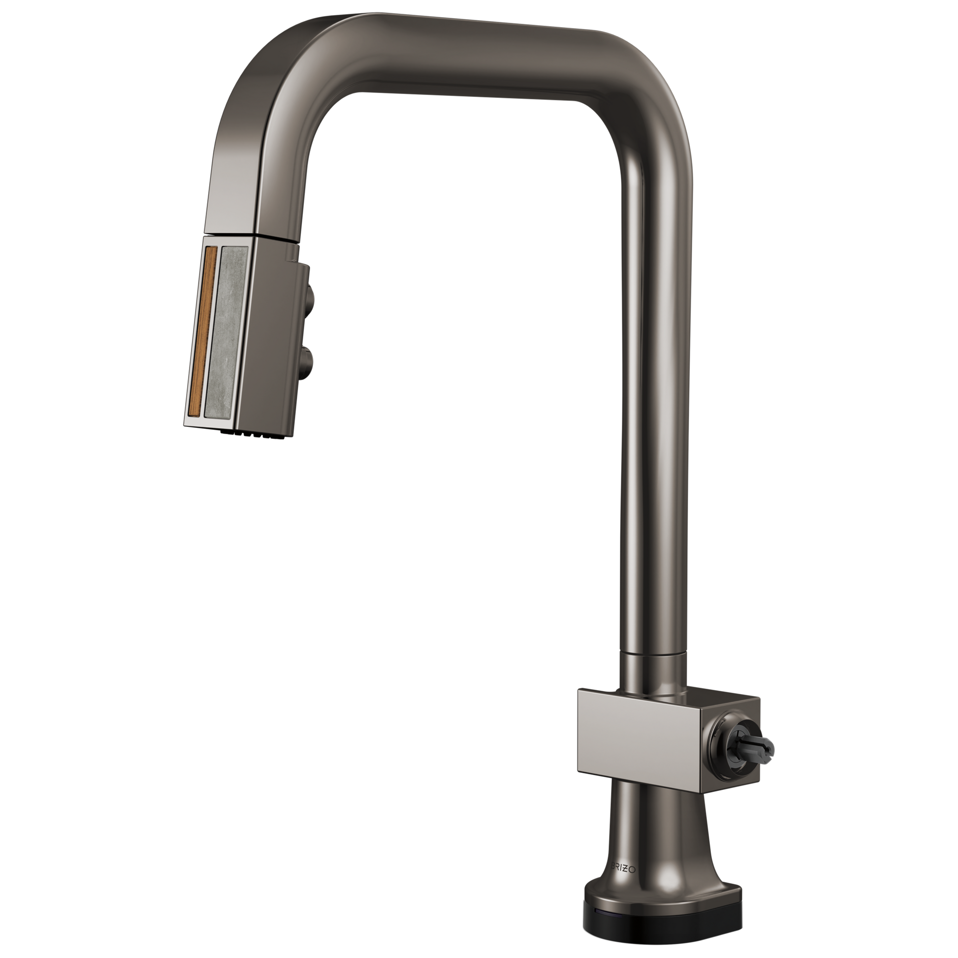 Brizo Frank Lloyd Wright 64023LF SmartTouch Pull-Down Kitchen Faucet with Square Spout and Wood/Concrete Wand - Less Handle - Brilliance Black Onyx
