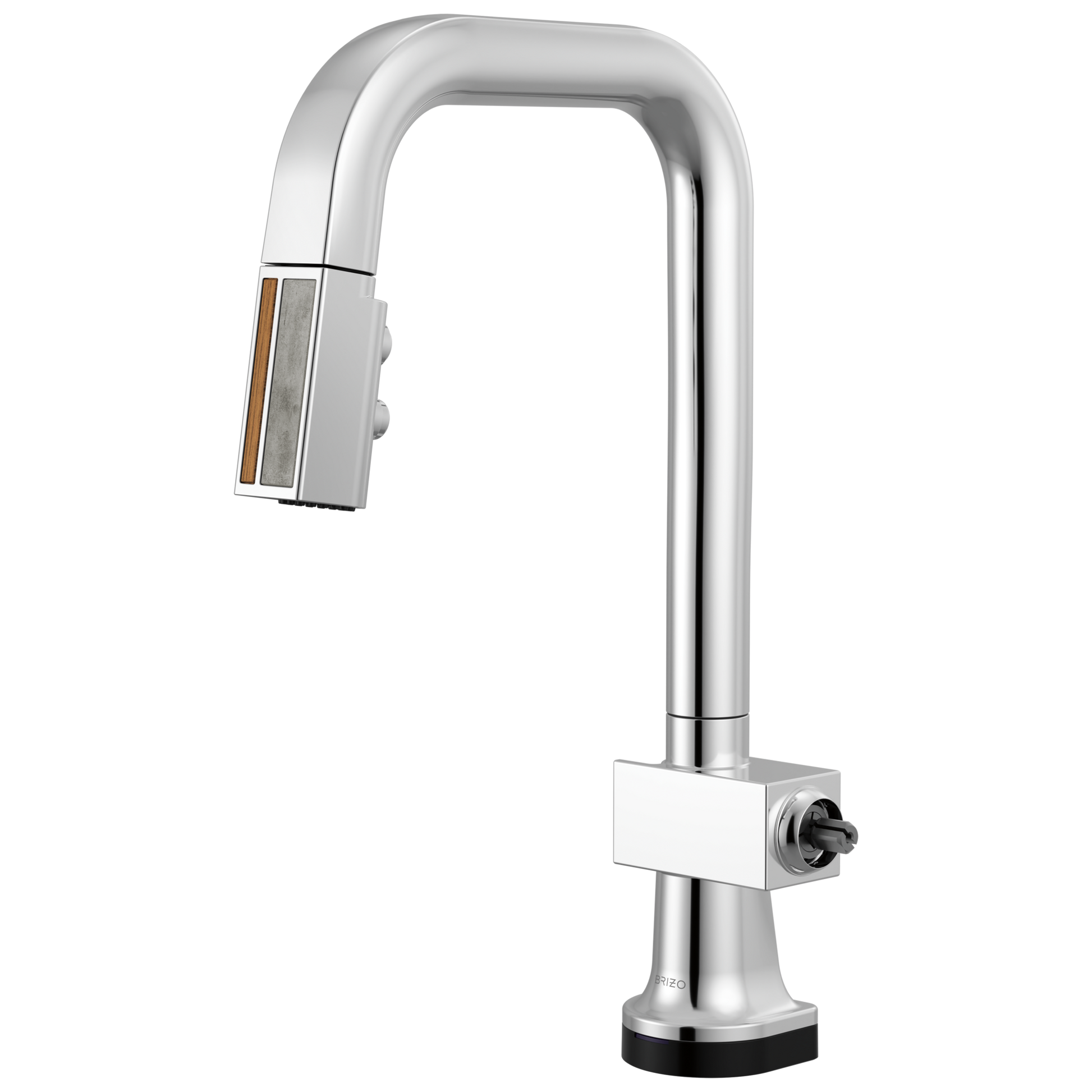 Brizo Frank Lloyd Wright 64923LF SmartTouch Pull-Down Prep Faucet with Square Spout and Wood/Concrete Wand - Less Handle - Polished Chrome / Teak Wood