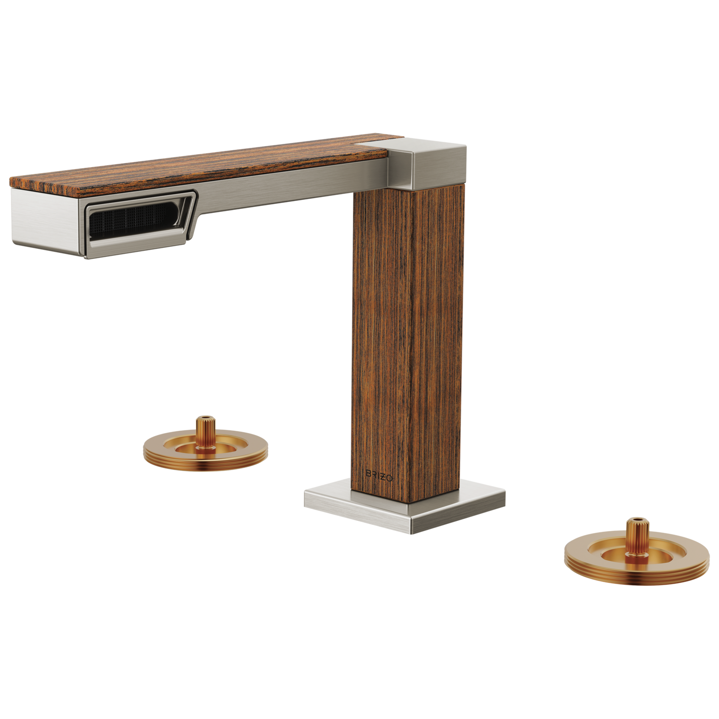 Brizo Frank Lloyd Wright 65322LF Widespread Lavatory Faucet - Less Handles - Luxe Nickel / Teak Wood