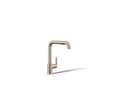 KOHLER Purist Pull-out kitchen sink faucet with three-function sprayhead