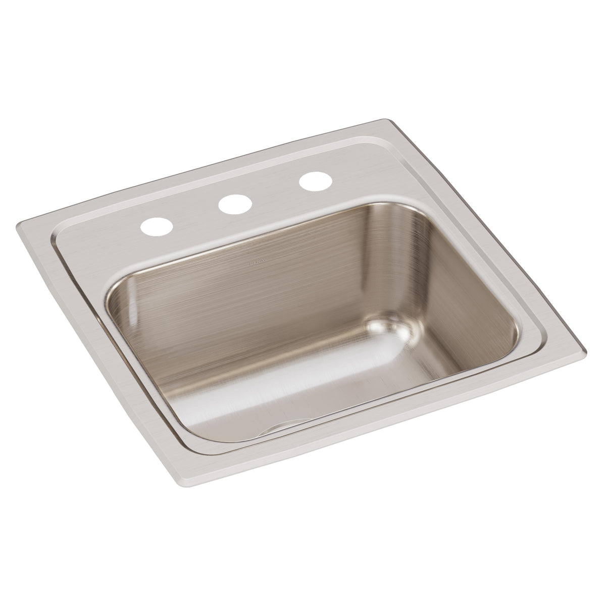 Elkay Lustertone Classic Stainless Steel 15" x 15" x 7-1/8" 3-Hole Single Bowl Drop-in Bar Sink with 3-1/2" Drain