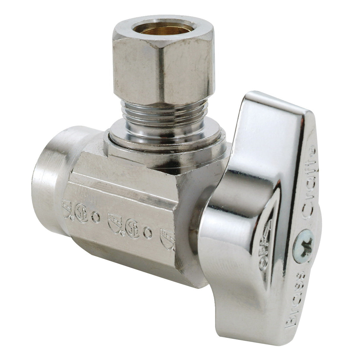BrassCraft Manufacturing Company KTR19X C 1/2" Sweat x 3/8" Compression Quarter-Turn Angle Stop &bull; Chrome