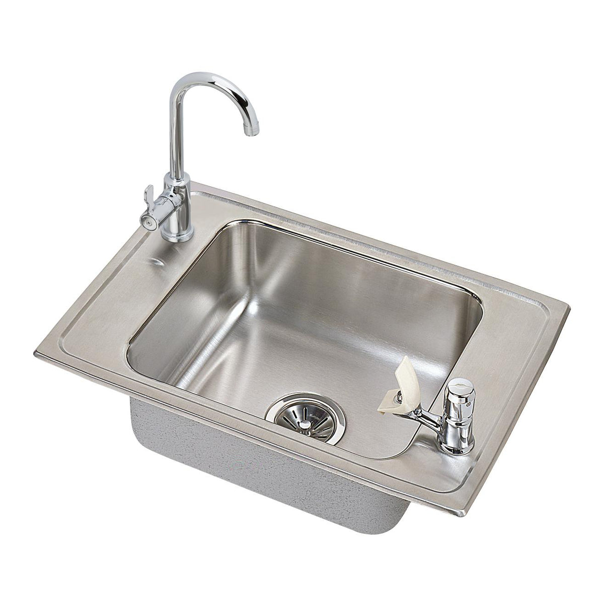 Elkay Celebrity Stainless Steel 25"x17"x6-1/2" 2-Hole Single Bowl Drop-in Classroom ADA Sink w/Faucet + Drain + Bubbler