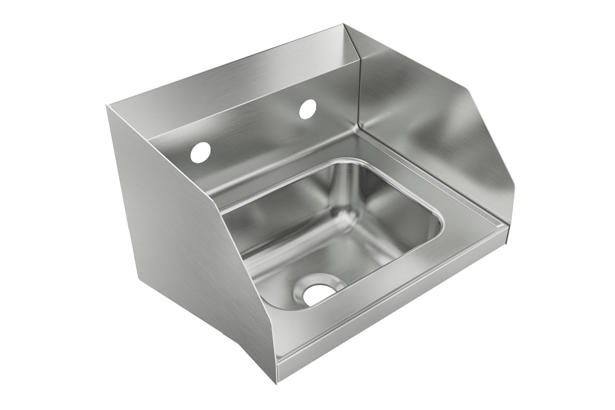 Elkay Stainless Steel 16-3/4" x 15-1/2" x 13" 2-Hole Single Bowl Wall Hung Handwash Sink w/Side Splashes