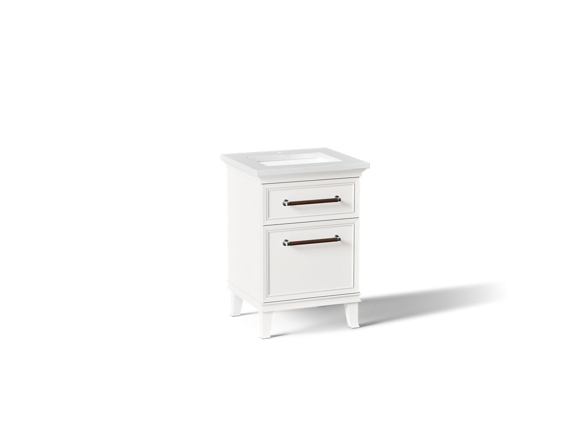 KOHLER K-CM29469-BD1 Artifacts 24" Bathroom Vanity Cabinet with Sink and Quartz Top - angled product view