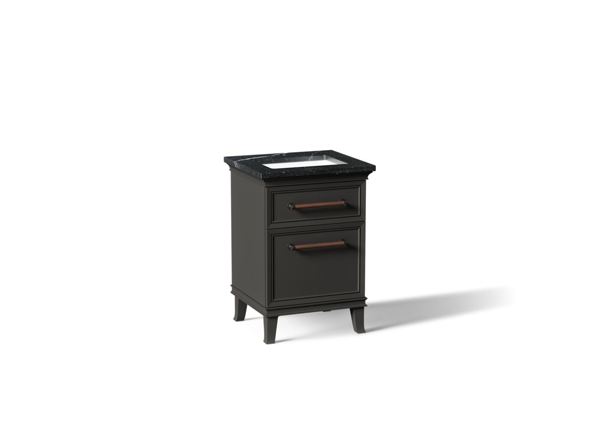 KOHLER K-CM29469-BD1 Artifacts 24" Bathroom Vanity Cabinet with Sink and Quartz Top - angled product view