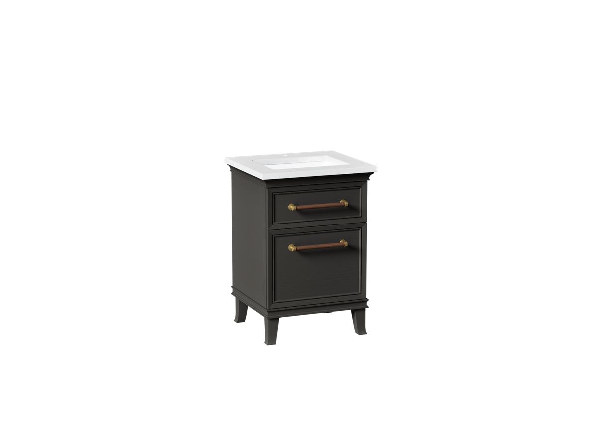 KOHLER K-CM29469-BD1 Artifacts 24" Bathroom Vanity Cabinet with Sink and Quartz Top - angled product view