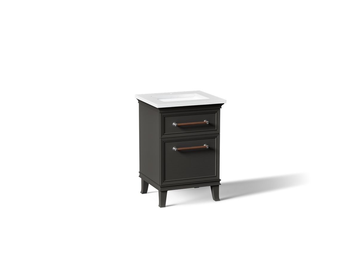 KOHLER K-CM29469-BD1 Artifacts 24" Bathroom Vanity Cabinet with Sink and Quartz Top - angled product view